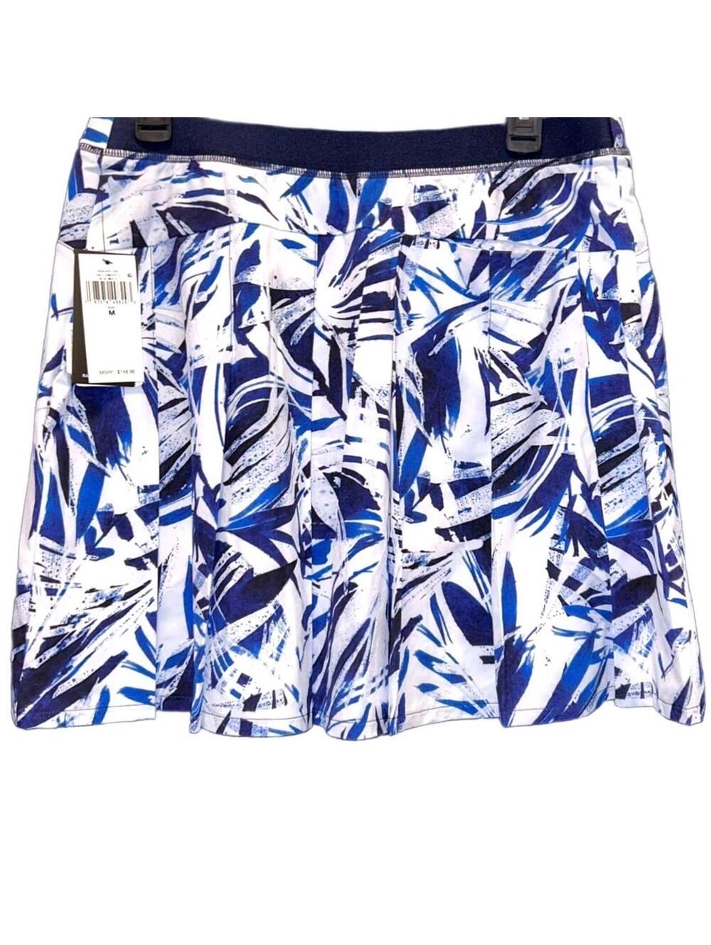 RLX Ralph Lauren Pleated Skirt "Blue Palm Print" Women's Medium | NWT